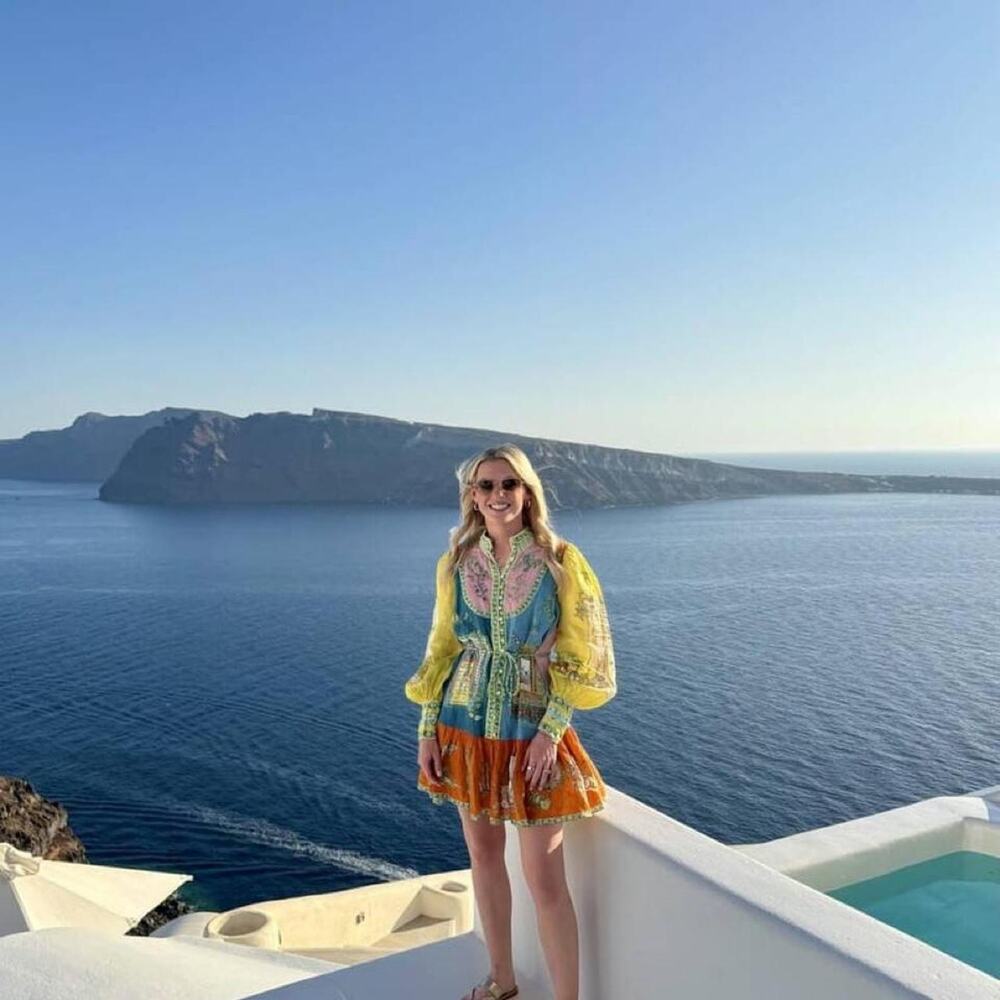 Alemais dress with blue yellow